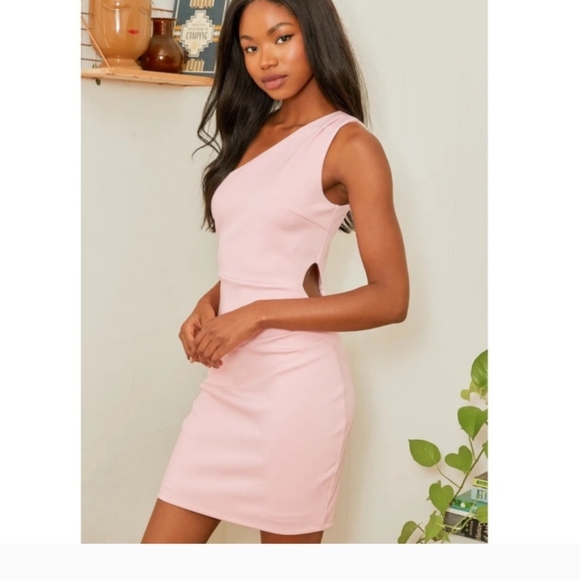 Lulu’s What About Tonight Light Pink One-Shoulder Bodycon Mini Dress - Picture 2 of 3